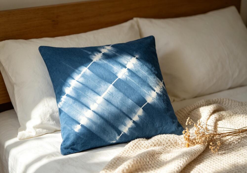 Handmade Indigo Batik Pillow Cover | Cotton Throw | Modern Geometric